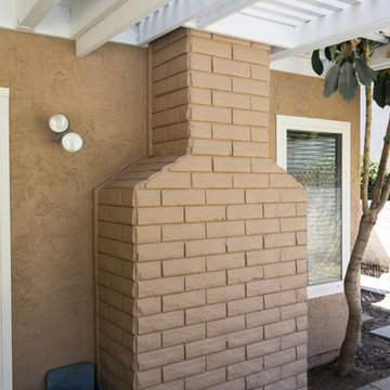 Tierrasanta Exterior Paint Remodel Brick Fireplace