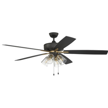 Super Pro 4 4 Light 60 in. Indoor Ceiling Fan, Flat Black and Satin Brass