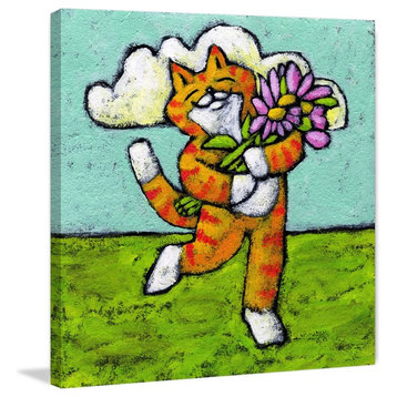 Marmont Hill, "Tiger Cat Flower Dance" by Janet Nelson on Wrapped Canvas, 18x18