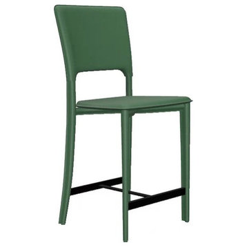 Metro Top Grain Leather Counter Stool, Norden Leather, Green