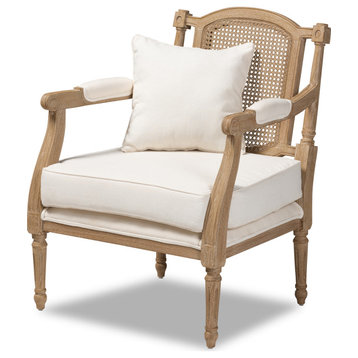 Clemence French Provincial Armchair - Ivory, Oak