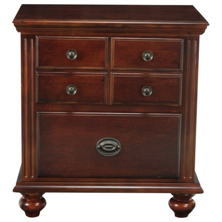 Bowery Hill 2-Drawer Transitional Solid Wood Nightstand in Cherry