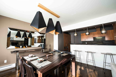 This is an example of a modern dining room in Montreal.