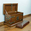 NOVICA Village And Leather Trunk