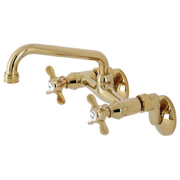 KS113PB Essex Two Handle Wall Mount Kitchen Faucet, Polished Brass