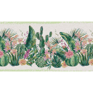 GB50131g8 Cactus Flowers Peel & Stick Wallpaper Border 8in Height x 15ft Long