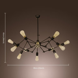 Unitary&trade; Vintage Black Barn Chandelier with 12 Lights Painted Finish - Chandeliers