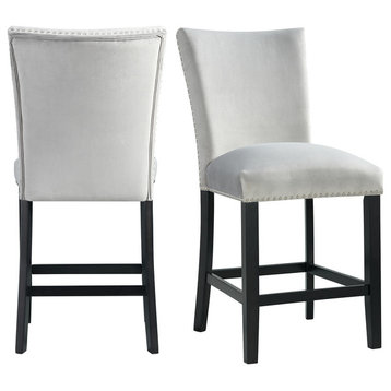 Picket House Celine Blue Velvet Counter Height Chair Set, Gray
