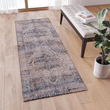 Artisan Old English Style Traditional Rug - 2'x6' - Blue Polyester