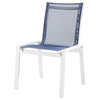 Nizuc Outdoor Armless Dining Chair (Set of 2), Navy Fabric, White Frame