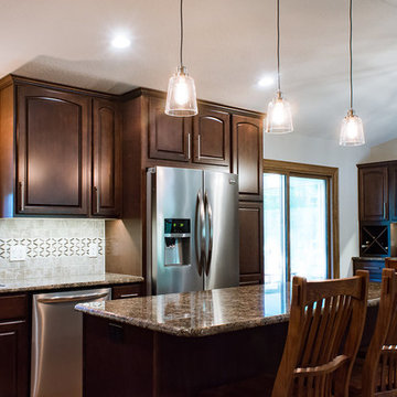 Remodel - Dark Maple Cabinets - Stone Tops - Mankato