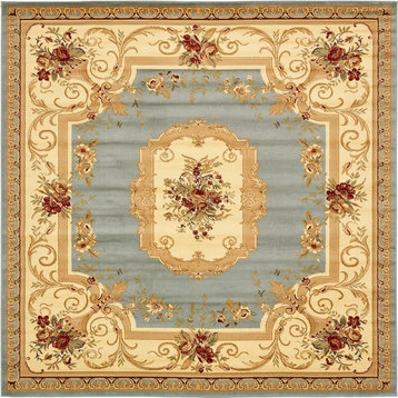 Traditional Royale 6' Square Sky Area Rug