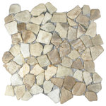 CNK Tile - Glazed Mixed Quartz Mosaic Tile - Each pebble is carefully selected and hand-sorted according to color, size and shape in order to ensure the highest quality pebble tile available. The stones are attached to a sturdy mesh backing using non-toxic, environmentally safe glue. Because of the unique pattern in which our tile is created they fit together seamlessly when installed so you can't tell where one tile ends and the next begins!