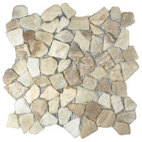 Natural stone tiles, glazed mixed quartz pebble, 12x12 mesh backing ...