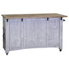 Greenview Kitchen Island Distressed Gray, Kitchen Island and Two Bar Stools