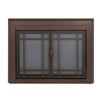 Pleasant Hearth Easton Collection Fireplace Glass Door, Burnished Bronze, Small