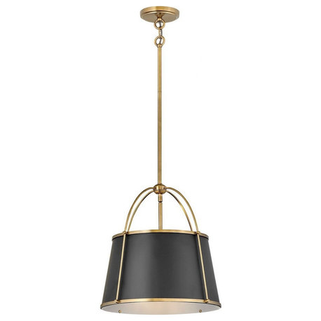 Modern Farmhouse 1-Light Medium Pendant in Warm Brass Metal Shades and