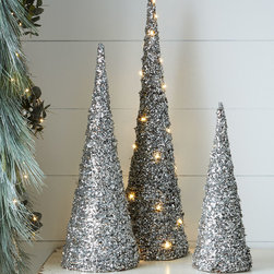 Blush Glitter Cone Trees - Holiday Accents And Figurines