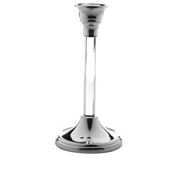 Classic Touch Nickel Candlestick With Acrylic Stem, 9.25"H