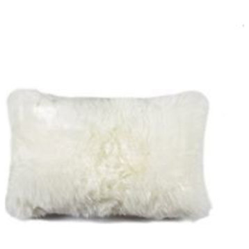 HomeRoots 12" x 20" x 5" Natural Sheepskin Pillow