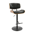 LumiSource Lombardi Adjustable Barstool, Walnut and Black