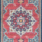 United Weavers - United Weavers Abigail Valentina Midnight Blue Oversize Rug 7'10x10'6 - United Weavers Abigail Valentina Midnight Blue Oversize Rug 7'10 x 10'6Using an intricate design in the corners and a large medallion in the middle, this olefin frieze rug will be the highlight of your room decor. This royally grand area rug is a timeless piece to add to your interior design. This classic rug is filled with shades of royal blue and magenta pink. Along with a designer look and feel, this exquisite rug is meant for durability with a cotton backing and is stain-resistant for your lifestyle needs.