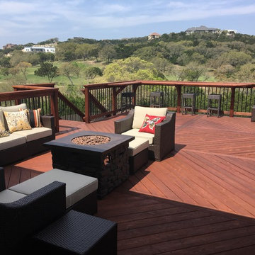 Elevated Deck & Cover for Swim Spa with Lattice Storage Below: Helotes, TX