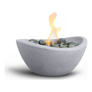 TerraFlame Wave Concrete Table Top Gel Fuel Fire Bowl - Indoor and