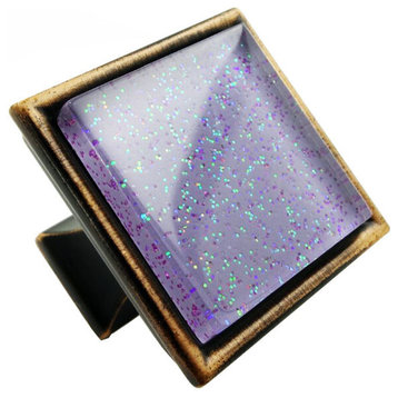 Magenta Purple Super Galaxy Crystal Glass Oil Rubbed Bronze Madison Classic Knob
