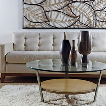 Round Cocktail Table With Glass Top-Leeward Collection