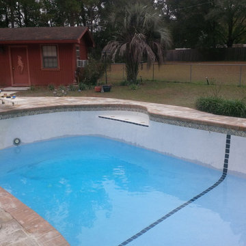Pool deck and water line tile project