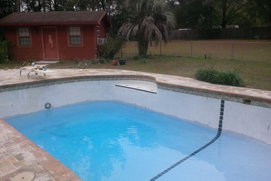 Pool deck and water line tile project