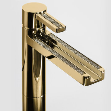 Elia Luxury Swarovski Crystal Bathroom Faucet, Gold, Without pop-up drain