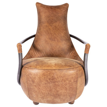 First of A Kind Carlisle Club Chair Grazed Brown Leather