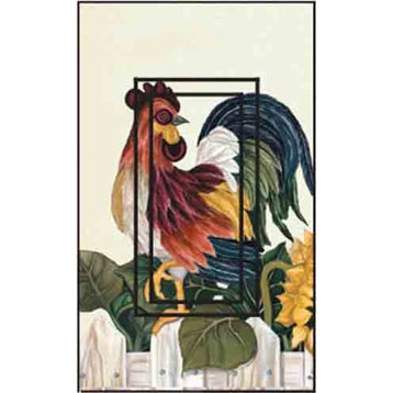 Roosters Single Rocker Peel and Stick Switch Plate Cover: 2 Units