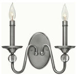 Hinkley - Hinkley 4952PL Eleanor - Two Light Wall Sconce - The Eleanor collection offers a classic traditional chandelier arrangement with graceful arms, elegant turnings and sleek candle sleeves. A glamorous center column constructed of solid crystal elements conveys modern sophistication.  Mounting Direction: Up    Remodel:   Trim Included:Eleanor Two Light Wall Sconce Polished Antique Nickel *UL Approved: YES *Energy Star Qualified: n/a  *ADA Certified: n/a  *Number of Lights: Lamp: 2-*Wattage:60w Candelabra bulb(s) *Bulb Included:No *Bulb Type:Candelabra *Finish Type:Polished Antique Nickel