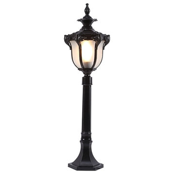 Luxury Vintage Outdoor LED Waterproof Lawn Lamp for Courtyard, Black, Dia9.4xh43.3''