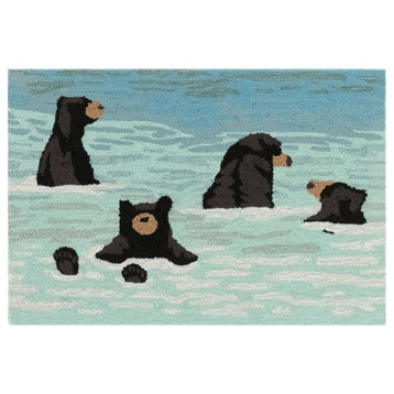 Frontporch Bathing Bears Indoor/Outdoor Rug Water 1'8"x2' 6"
