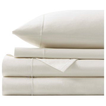 Croscill Sateen Weave 500TC 100% Egyptian Cotton Sheet Set, Ivory, Cal King