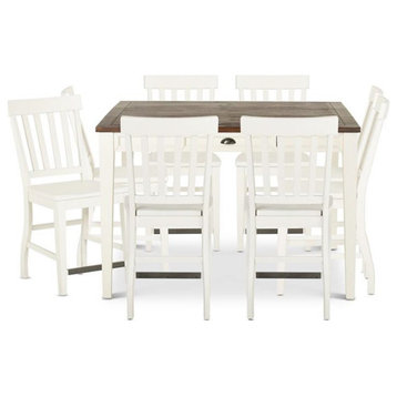 Cayla 9-Piece Counter Height Dining Set with Antique White Chairs