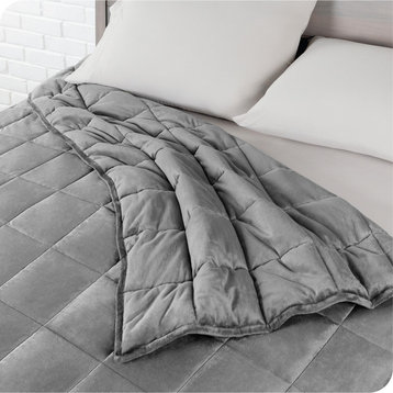 Weighted Blanket, Minky Fleece Gray, 80"x87", 25lb