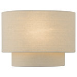 Livex Lighting - Bellingham 1-Light Antique Gold Leaf ADA Sconce - The Gladstone sconce is both modern and versatile. The hand-crafted ash gray colored fabric hardback shade sets a pleasant mood. The one-light double shade adds character to this handsomely styled ADA wall light. This sleek design is shown in an antique gold leaf finish.