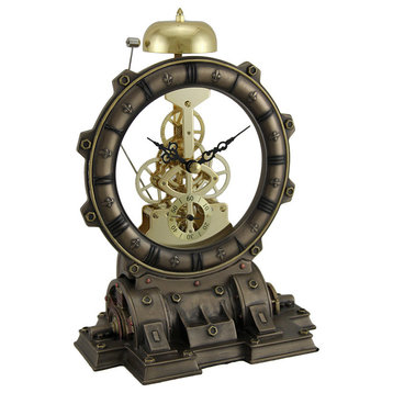 Time's Gate Metallized Steampunk Generator Desktop Striking Clock