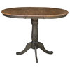 36" Round Wood Extension Counterheight Table and 2 Stools in Hickory/Washed Coal