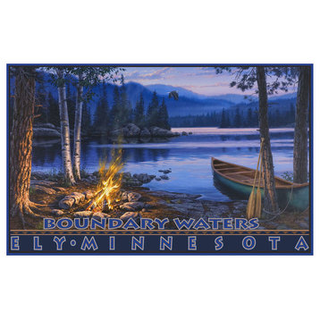 Darrell Bush Boundary Waters Minnesota Lake Canoe Fire Art Print, 12"x18"