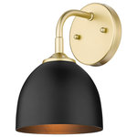 Golden Lighting - Zoey 1 Light Wall Sconce, Olympic Gold With Black - The Zoey Collection is proof that simple can be beautiful. This elegantly utilitarian series has the chic versatility to enhance the style of a variety of spaces. The smooth lines of this minimalist design pair well with transitional to modern d�cors. The cleanness of the contemporary look gives the fixtures a slightly industrial feel. Zoey is offered in a number of sizes with a combination of shade and finish options available. The color of the shade?s interior consistently matches the shade?s exterior finish. The silhouette of the metal shade is a modern update to the classic dome shape. This wall sconce is perfect for hallways, bedrooms, or to use as an accent.