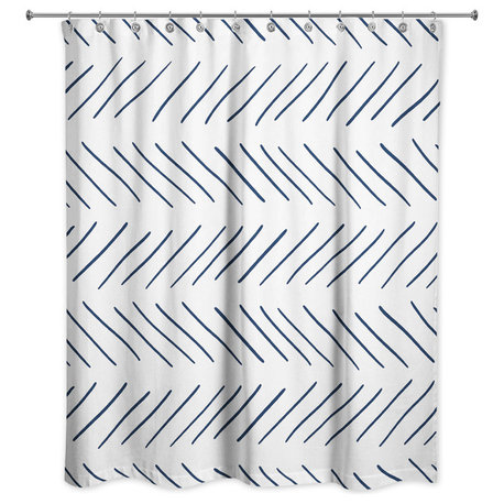 Modern Chevron Shower Curtain, Blue