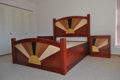 exotic wood bed and night table