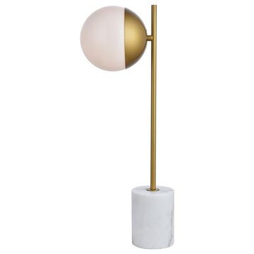 Living District Eclipse 1-Light Metal Table Lamp in Brass and Frosted White