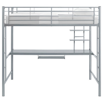 Roseto WEIF38478 Full Steel Loft Bed - Silver